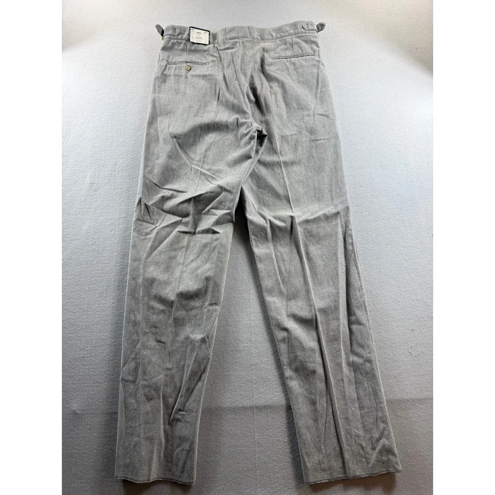 River City Trading Trousers Mens 38 Gray Herringbone Pleated Adjustable Unhemmed